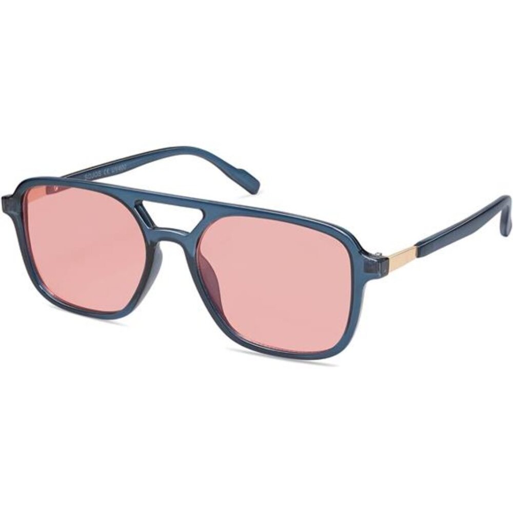 Retro Aviator Sunglasses for Women MenMilky Blue Frame/Red Lens